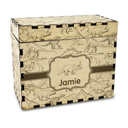Dinosaurs Wood Recipe Box - Laser Engraved (Personalized)