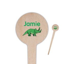 Dinosaurs 4" Round Wooden Food Picks - Double Sided (Personalized)