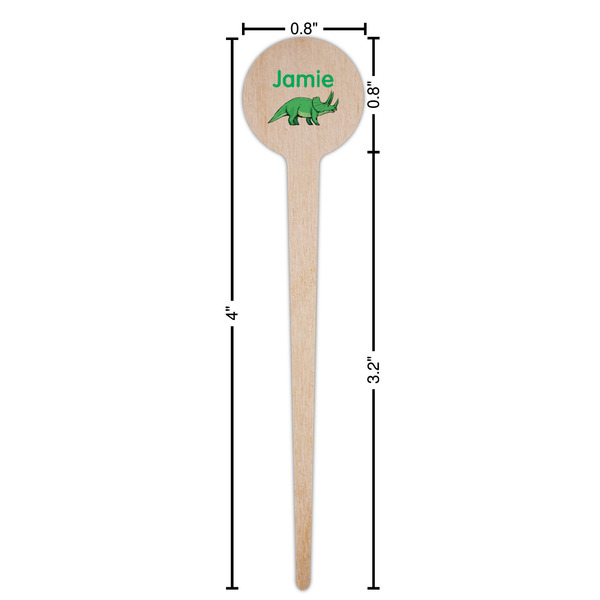 Dinosaurs Wooden 4" Food Pick - Round - Dimensions