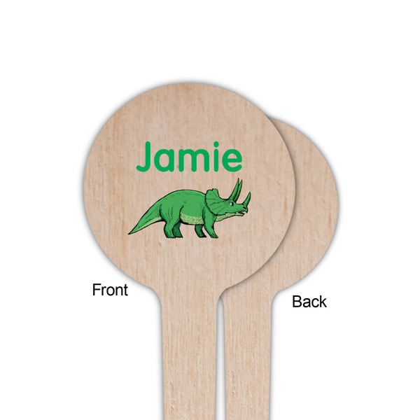 Dinosaurs Wooden 4" Food Pick - Round - Single Sided - Front & Back
