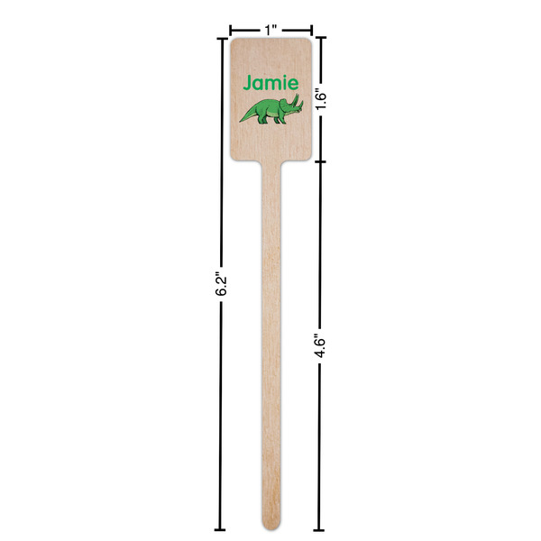 Dinosaurs Wooden 6.25" Stir Stick - Rectangular - Dimensions