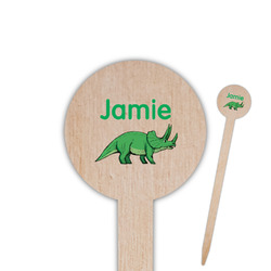 Dinosaurs 6" Round Wooden Food Picks - Double Sided (Personalized)
