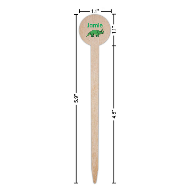 Dinosaurs Wooden 6" Food Pick - Round - Dimensions