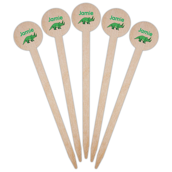 Dinosaurs Wooden 6" Food Pick - Round - Fan View