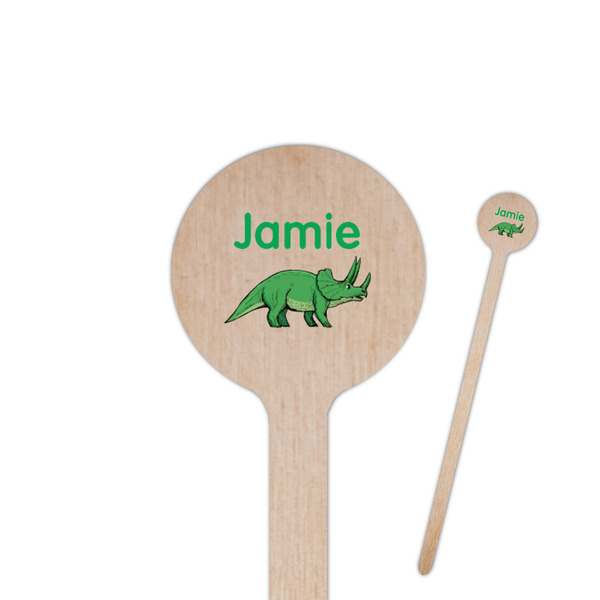 Custom Dinosaurs 6" Round Wooden Stir Sticks - Double Sided (Personalized)