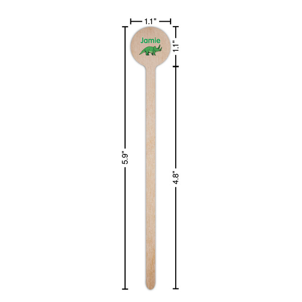Dinosaurs Wooden 6" Stir Stick - Round - Dimensions