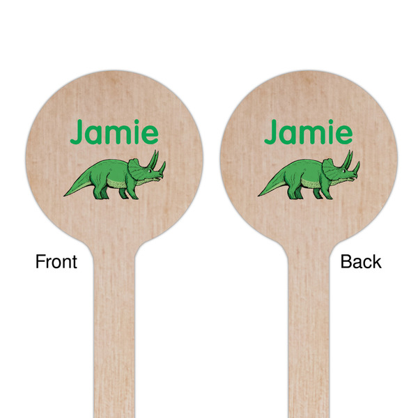 Dinosaurs Wooden 6" Stir Stick - Round - Double Sided - Front & Back