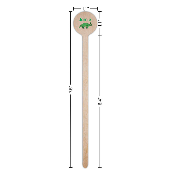 Dinosaurs Wooden 7.5" Stir Stick - Round - Dimensions