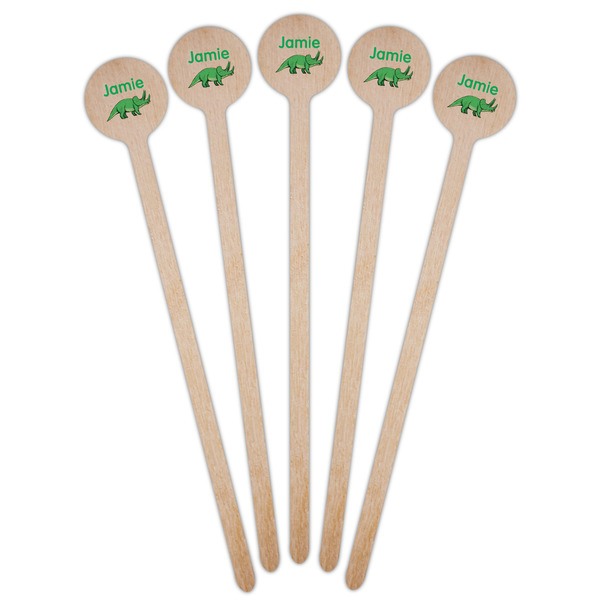 Dinosaurs Wooden 7.5" Stir Stick - Round - Fan View
