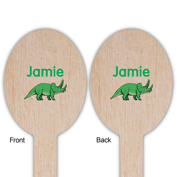 Dinosaurs Wooden Food Pick - Oval - Double Sided - Front & Back