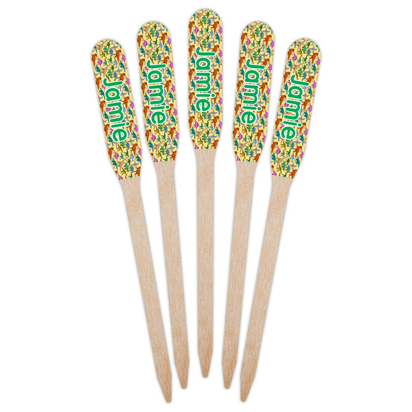 Dinosaurs Wooden Food Pick - Paddle - Fan View