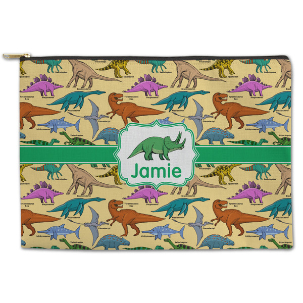 Custom Dinosaurs Zipper Pouch - Large - 12.5"x8.5" (Personalized)
