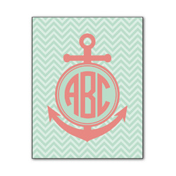 Chevron & Anchor Wood Print - 11x14 (Personalized)