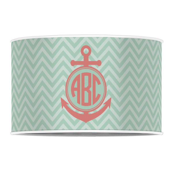 Chevron & Anchor 12" Drum Lampshade - FRONT (Poly Film)