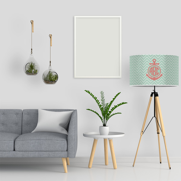 Chevron & Anchor 12" Drum Lampshade - LIFESTYLE