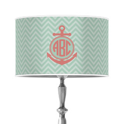 Chevron & Anchor 12" Drum Lamp Shade - Poly-film (Personalized)