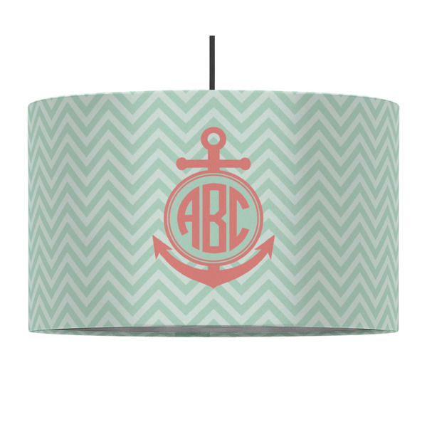 Custom Chevron & Anchor 12" Drum Pendant Lamp - Fabric (Personalized)
