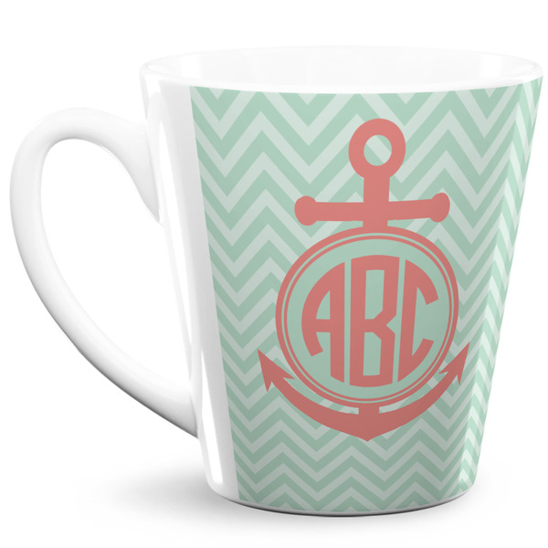 Custom Chevron & Anchor 12 Oz Latte Mug (Personalized)
