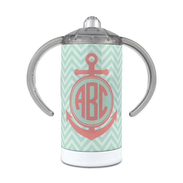 Custom Chevron & Anchor 12 oz Stainless Steel Sippy Cup (Personalized)