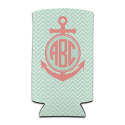 Chevron & Anchor Can Cooler (tall 12 oz) (Personalized)