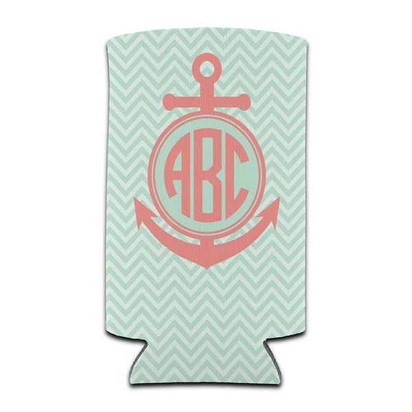 Custom Chevron & Anchor Can Cooler (tall 12 oz) (Personalized)