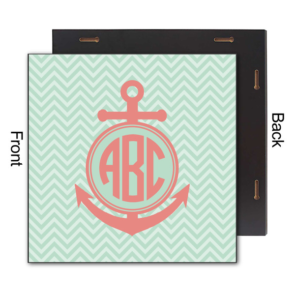 Chevron & Anchor 12x12 Wood Print - Front & Back View
