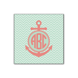 Chevron & Anchor Wood Print - 12x12 (Personalized)