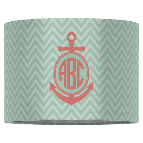 Chevron & Anchor 16" Drum Lampshade - FRONT (Fabric)