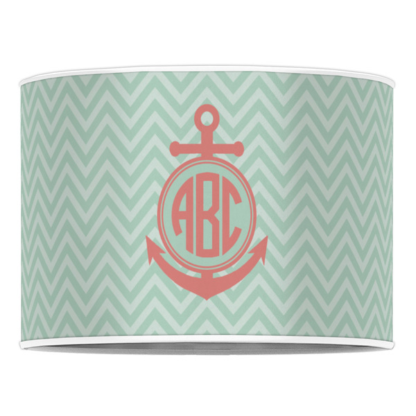 Chevron & Anchor 16" Drum Lampshade - FRONT (Poly Film)