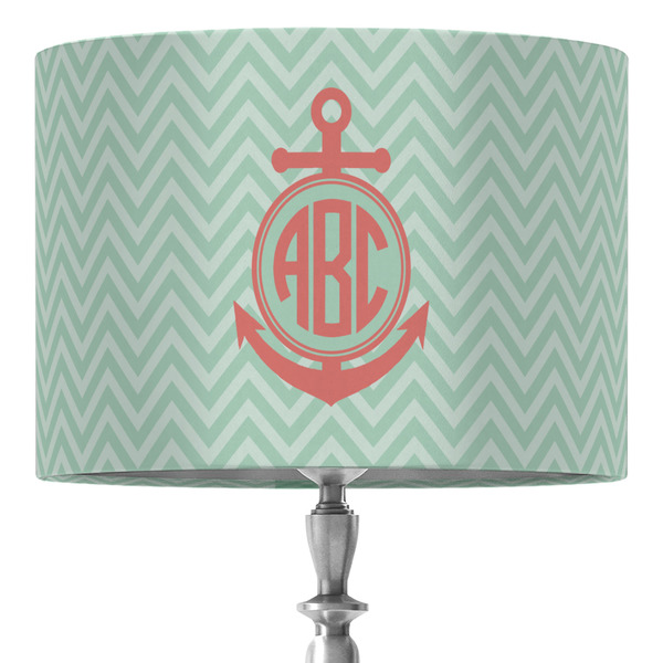 Custom Chevron & Anchor 16" Drum Lamp Shade - Fabric (Personalized)