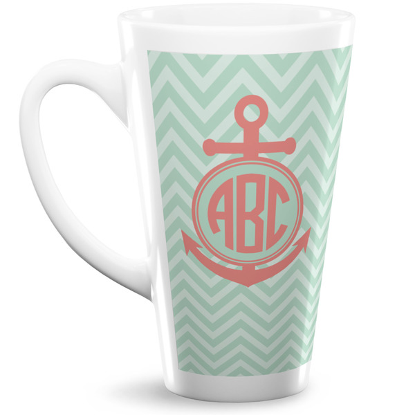 Custom Chevron & Anchor 16 Oz Latte Mug (Personalized)