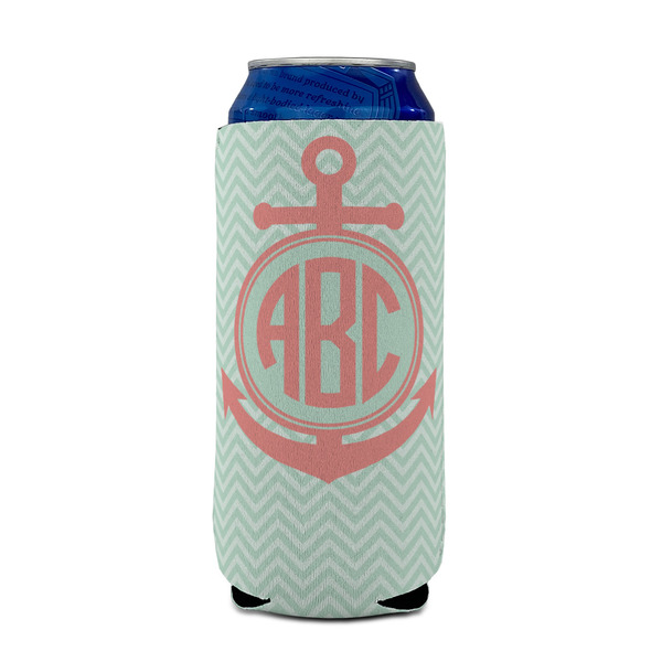 Chevron & Anchor 16oz Can Sleeve - FRONT (on can)