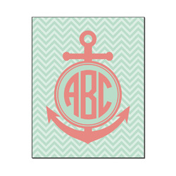 Chevron & Anchor Wood Print - 16x20 (Personalized)