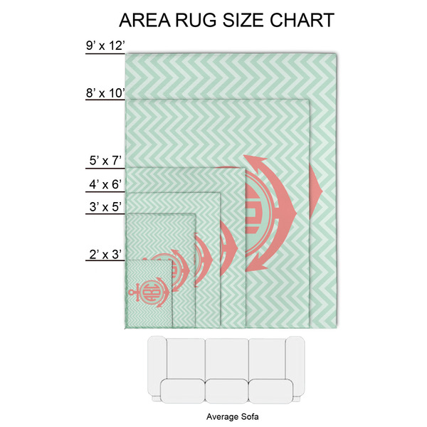 Chevron & Anchor 2'x3' Indoor Area Rugs - Size Chart