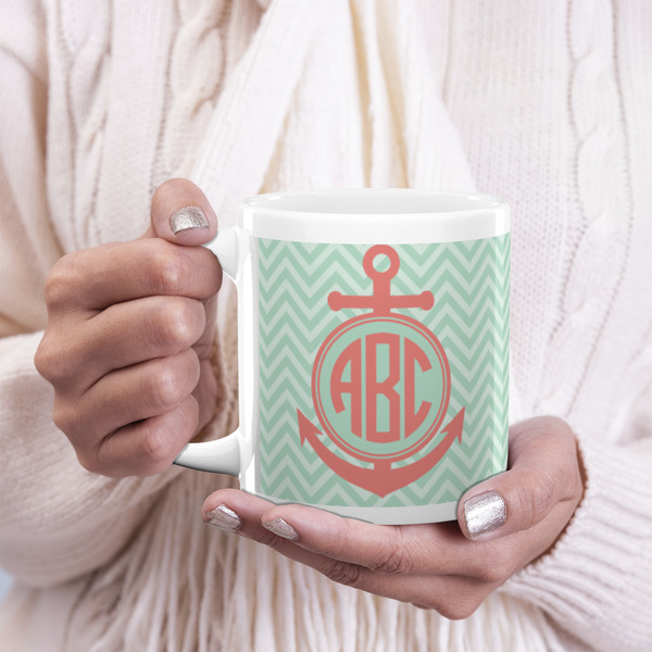 Chevron & Anchor 20oz Coffee Mug - LIFESTYLE