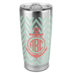 Chevron & Anchor 20oz Stainless Steel Double Wall Tumbler - Full Print (Personalized)