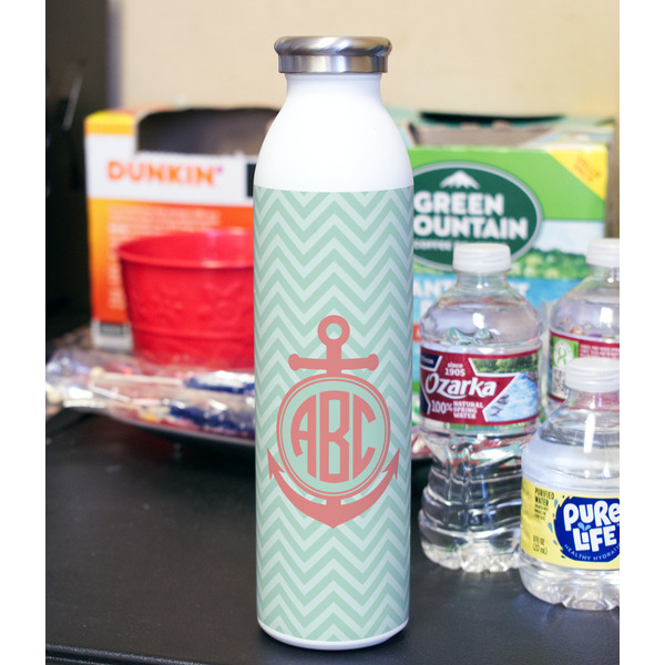 Chevron & Anchor 20oz Water Bottles - Full Print - In Context