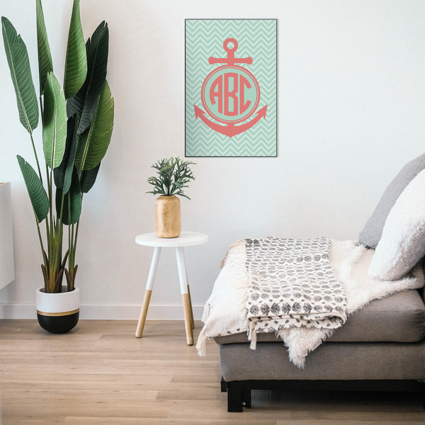 Chevron & Anchor 20x30 Wood Print - In Context