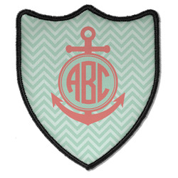 Chevron & Anchor Iron On Shield Patch B w/ Monogram
