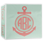 Chevron & Anchor 3-Ring Binder - 3 inch (Personalized)