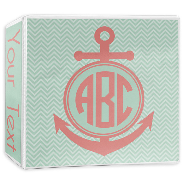 Custom Chevron & Anchor 3-Ring Binder - 3 inch (Personalized)