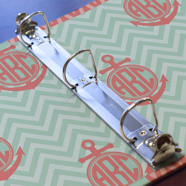 Chevron & Anchor 3 Ring Binders - Full Wrap - 1" - DETAIL
