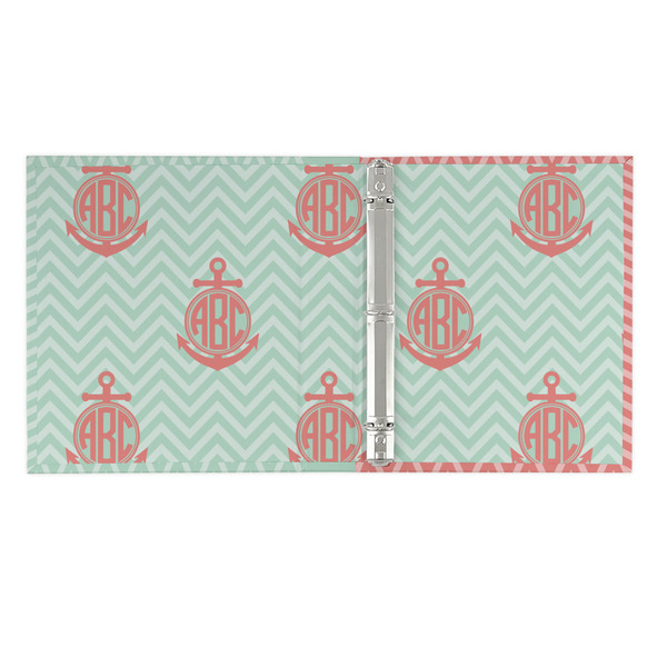 Chevron & Anchor 3 Ring Binders - Full Wrap - 1" - OPEN INSIDE