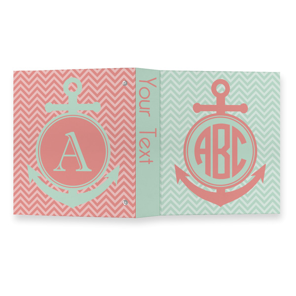 Chevron & Anchor 3 Ring Binders - Full Wrap - 1" - OPEN OUTSIDE