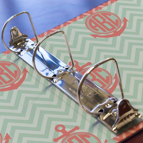 Chevron & Anchor 3 Ring Binders - Full Wrap - 2" - DETAIL