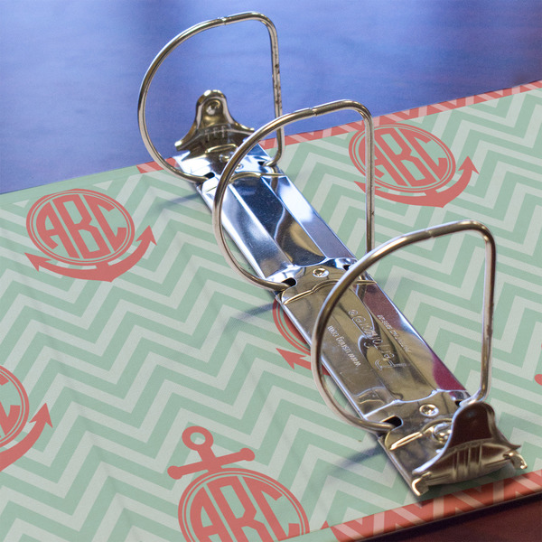 Chevron & Anchor 3 Ring Binders - Full Wrap - 3" - DETAIL