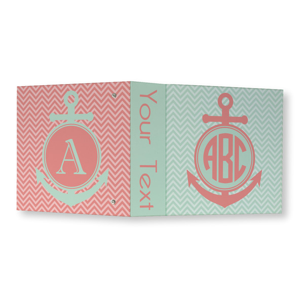 Chevron & Anchor 3 Ring Binders - Full Wrap - 3" - OPEN OUTSIDE
