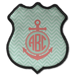 Chevron & Anchor Iron On Shield Patch C w/ Monogram