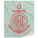 Chevron & Anchor Sherpa Throw Blanket (Personalized)