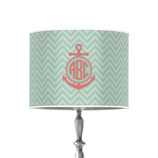 Chevron & Anchor 8" Drum Lampshade - ON STAND (Poly Film)
